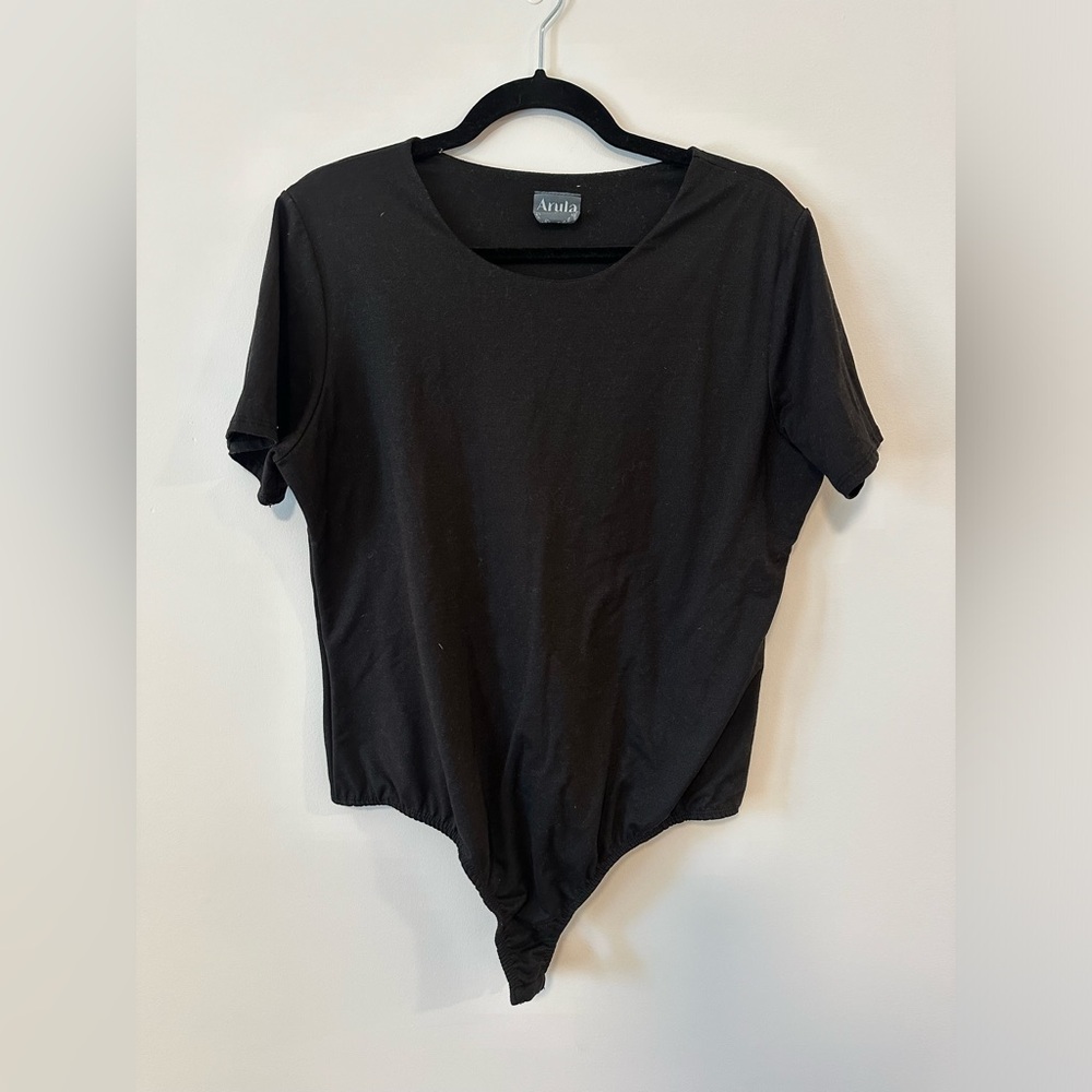 Arula Black Fitted Short Sleeve Bodysuit